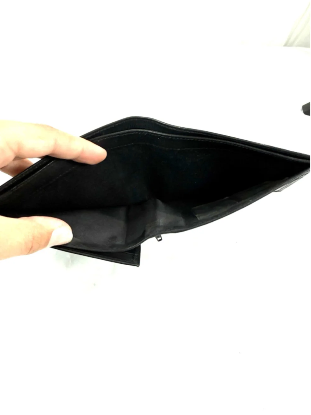 Hand Crafted Genuine Leather Wallet Men Black Trifold Credit Cards ID Cash India